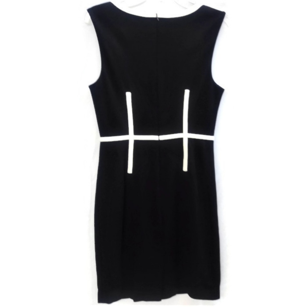 Trina Turk Dress Ponte Knit Sleeveless Back Zipper Black White Slip Stretch 4 - Picture 2 of 7